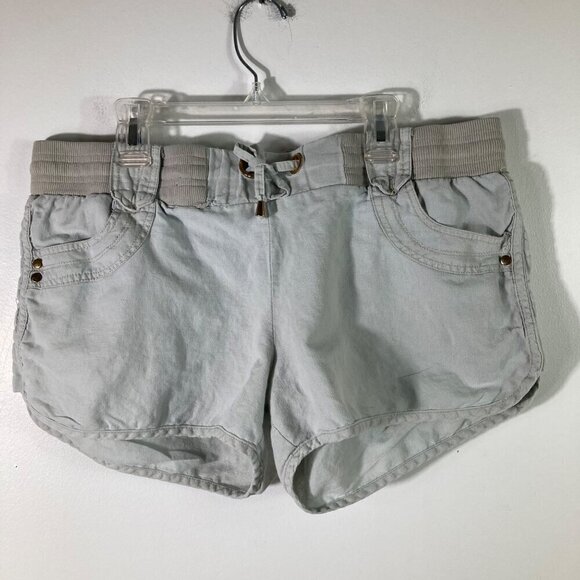 Womens LINEN by Basix Of America Linen Cotton Shortie Shorts Gray L - Picture 1 of 8